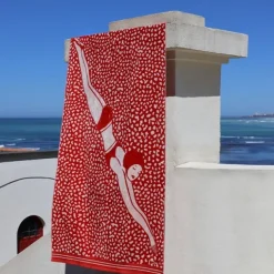 Maison Jean-Vier Drap de plage Rouge