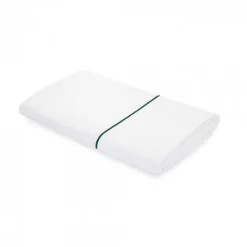 Maison Jean-Vier Drap plat satin de coton avec broderie vert foncé