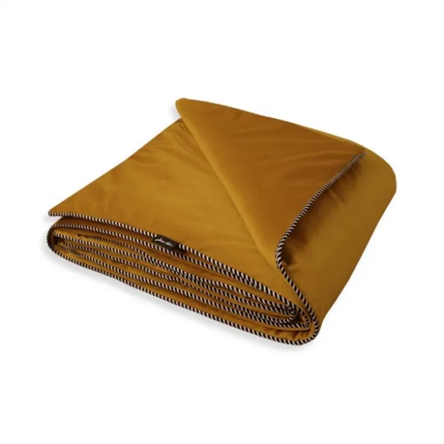 Maison Jean-Vier Édredon ou boutis jaune laiton velours