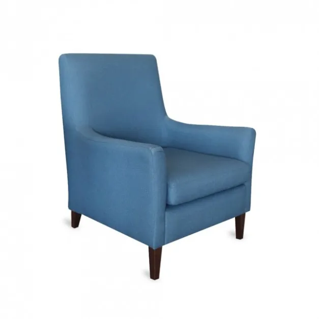 Maison Jean-Vier Fauteuil bleu océan uni avec accoudoirs