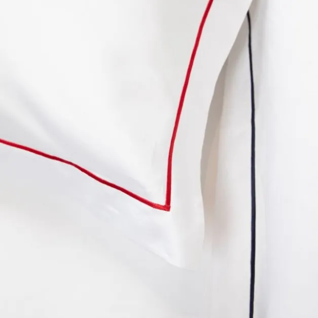 Maison Jean-Vier Housse de couette en satin de coton broderie bleu