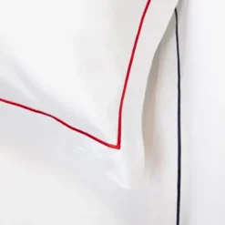 Maison Jean-Vier Lot de 2 taies d'oreiller avec broderie rouge