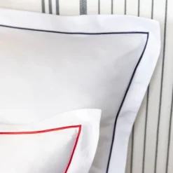 Maison Jean-Vier Lot de 2 taies d'oreiller avec broderie bleu foncé