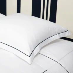 Maison Jean-Vier Lot de 2 taies d'oreiller avec broderie bleu foncé