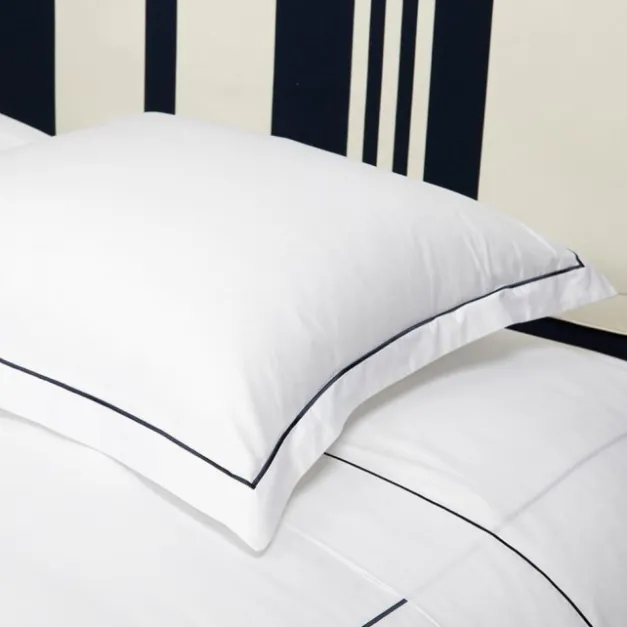Maison Jean-Vier Lot de 2 taies d'oreiller avec broderie bleu foncé