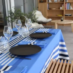 Maison Jean-Vier Nappe de table Bleu