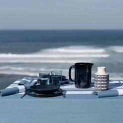 Maison Jean-Vier Nappe en coton bleu à chevrons