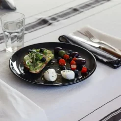 Maison Jean-Vier Nappe en lin blanc ivoire à rayures