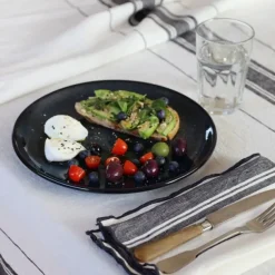 Maison Jean-Vier Nappe en lin blanc ivoire à rayures