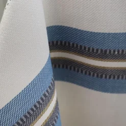 Maison Jean-Vier Nappe en lin et coton bleu à rayures