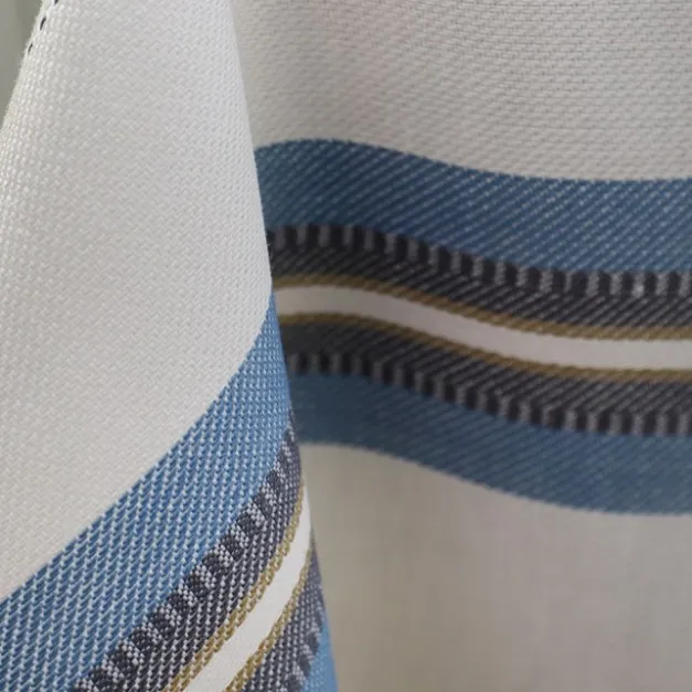 Maison Jean-Vier Nappe en lin et coton bleu à rayures