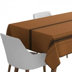 Maison Jean-Vier Nappe en lin terracotta à rayures