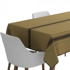 Maison Jean-Vier Nappe en lin vert clair à rayures