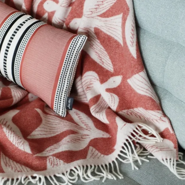 Maison Jean-Vier Plaid terracotta en laine et cachemire avec motifs