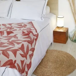 Maison Jean-Vier Plaid terracotta en laine et cachemire avec motifs
