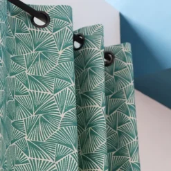 Maison Jean-Vier Rideau en Jacquard bleu turquoise à motifs