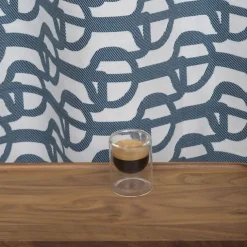 Maison Jean-Vier Rideau en Jacquard en coton bleu à motifs noeuds