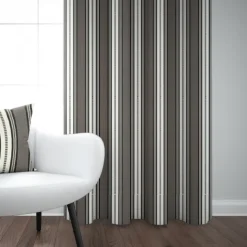 Maison Jean-Vier Rideau en Jacquard noir à rayures 100% coton