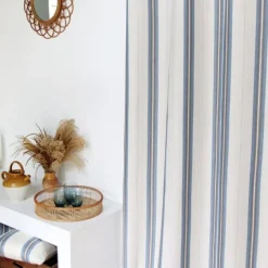 Maison Jean-Vier Rideau en lin et coton à rayures bleu