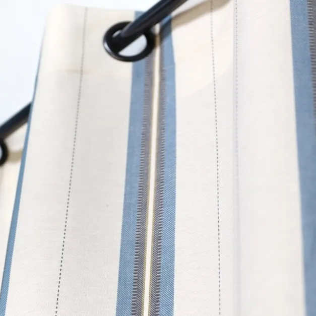 Maison Jean-Vier Rideau en lin et coton à rayures bleu