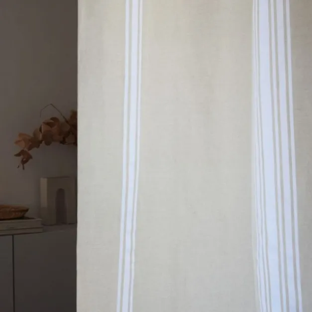 Maison Jean-Vier Rideau en lin et coton à rayures beige