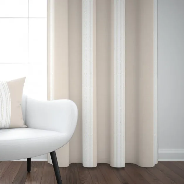 Maison Jean-Vier Rideau en lin et coton à rayures beige