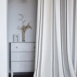 Maison Jean-Vier Rideau en lin et coton à rayures écru et noir
