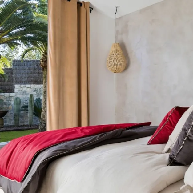 Maison Jean-Vier Rideau en velours uni beige