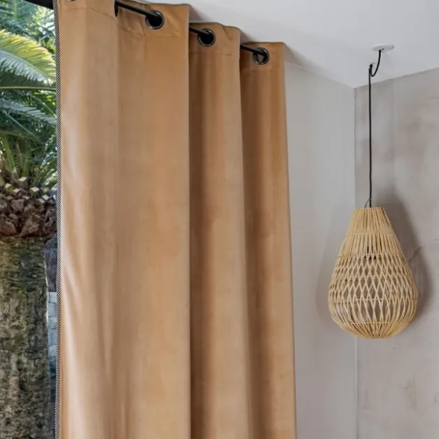 Maison Jean-Vier Rideau en velours uni beige