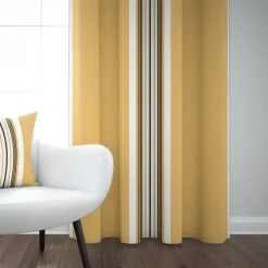 Maison Jean-Vier Rideau jaune en coton à rayures tissage chevrons