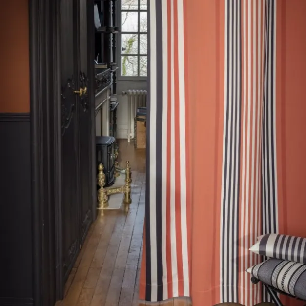 Maison Jean-Vier Rideau terracotta à rayures 100% coton
