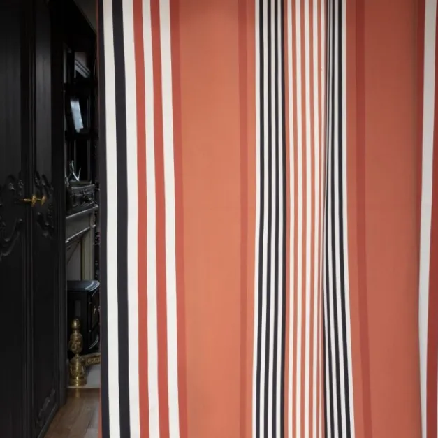 Maison Jean-Vier Rideau terracotta à rayures 100% coton
