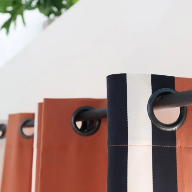 Maison Jean-Vier Rideau terracotta à rayures 100% coton