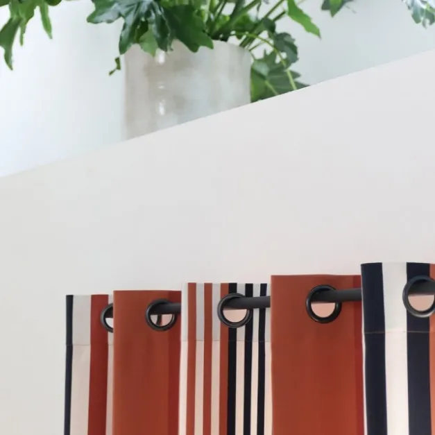 Maison Jean-Vier Rideau terracotta à rayures 100% coton