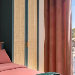 Maison Jean-Vier Rideau uni en velours marron clair noisette