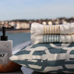 Maison Jean-Vier Serviette invité Bleu