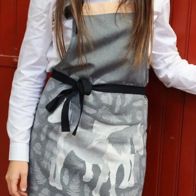 Maison Jean-Vier Tablier en Jacquard gris avec motifs pottoks