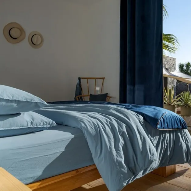 Maison Jean-Vier Taie d'oreiller Bleu