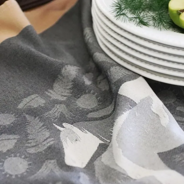 Maison Jean-Vier Torchon gris en Jacquard à motifs pottok