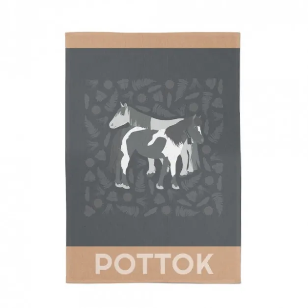 Maison Jean-Vier Torchon gris en Jacquard à motifs pottok